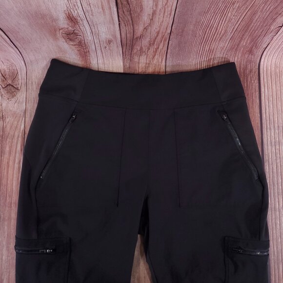 Athleta Hybrid High Rise Cargo Leggings Womens Size 14 Black Athleisure 982353 - Picture 3 of 11